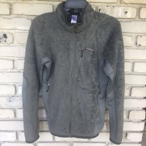 Patagonia polartec  gray high loft fleece front zip jacket